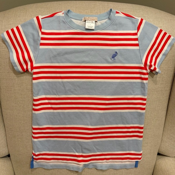 The Beaufort Bonnet Co Short Sleeve Carter Crewneck in Saddle Ridge Stripe- 7 - Picture 4 of 4